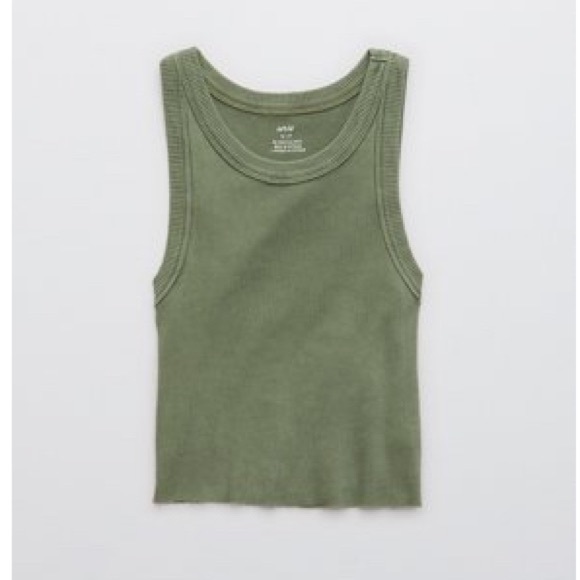aerie Tops - Olive Ribbed Tank